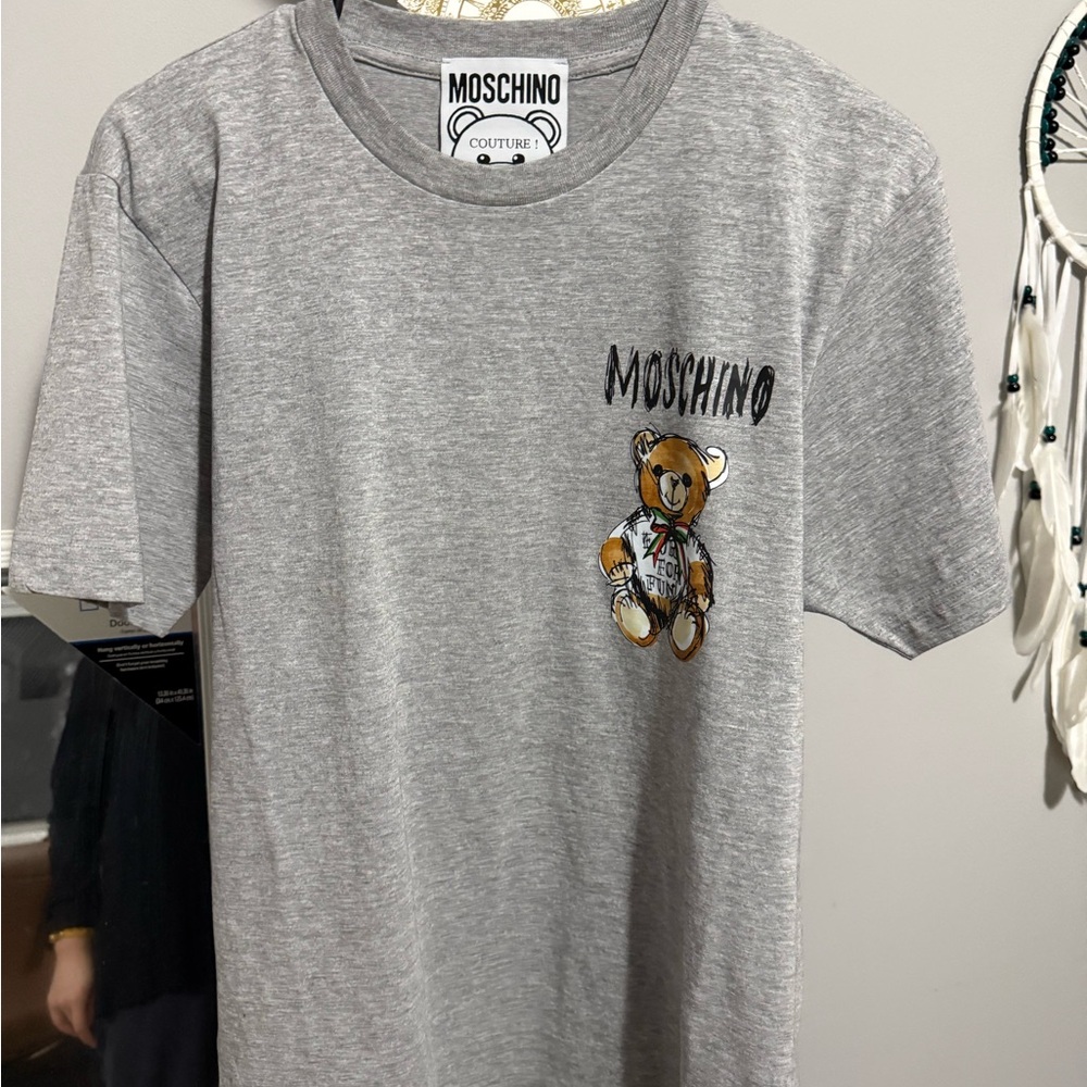 Moschino Gray T-Shirt with Teddy Bear Design